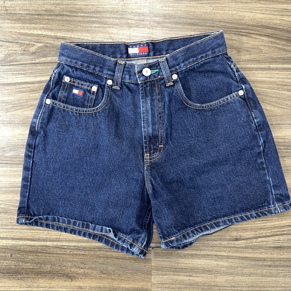 Vintage Tommy Hilfiger Dark Wash High Rise Girls Denim Shorts 5 Y2K 90's